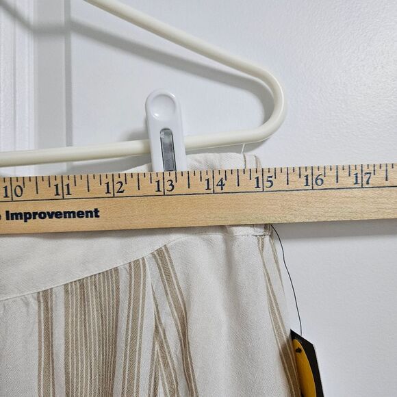 NWT A.N.A 2-Piece Set Top Skirt Women's Large Tan White Striped Two Front Slits - Picture 4 of 15